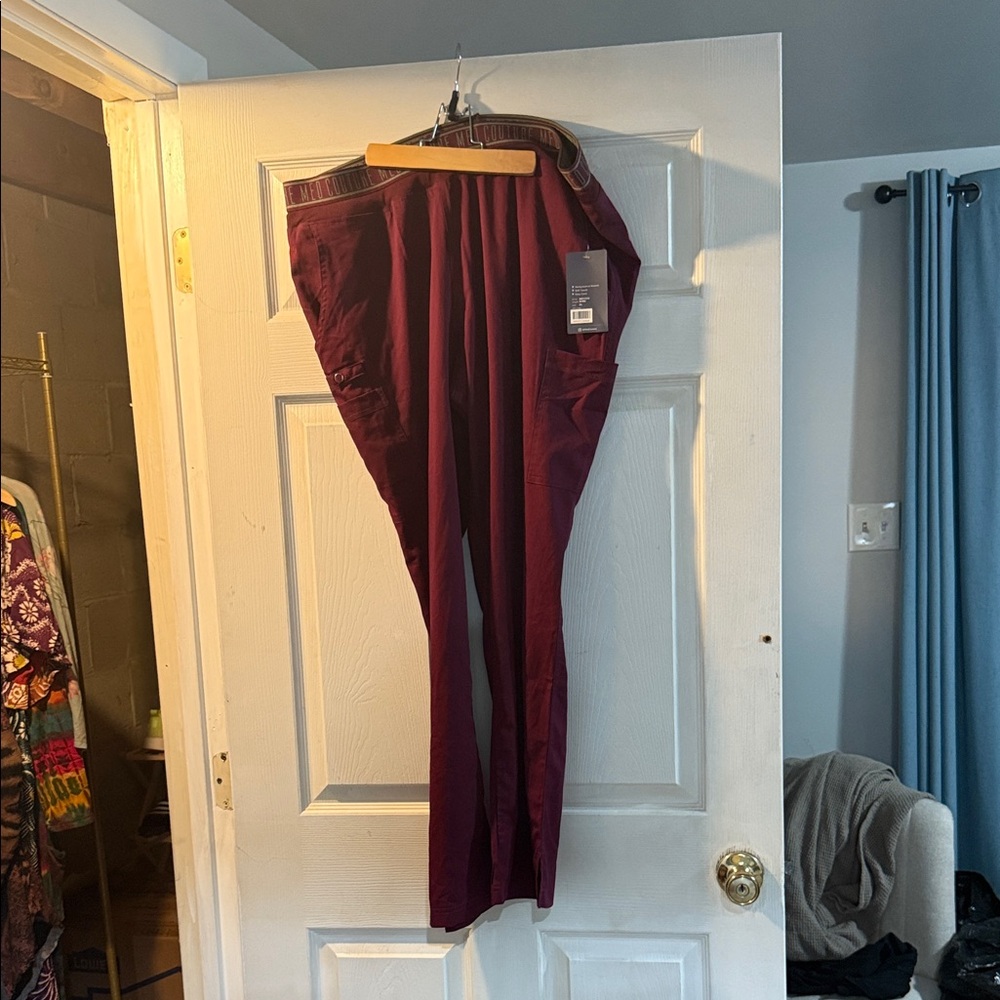 Burgundy Scrub Pants with Pockets